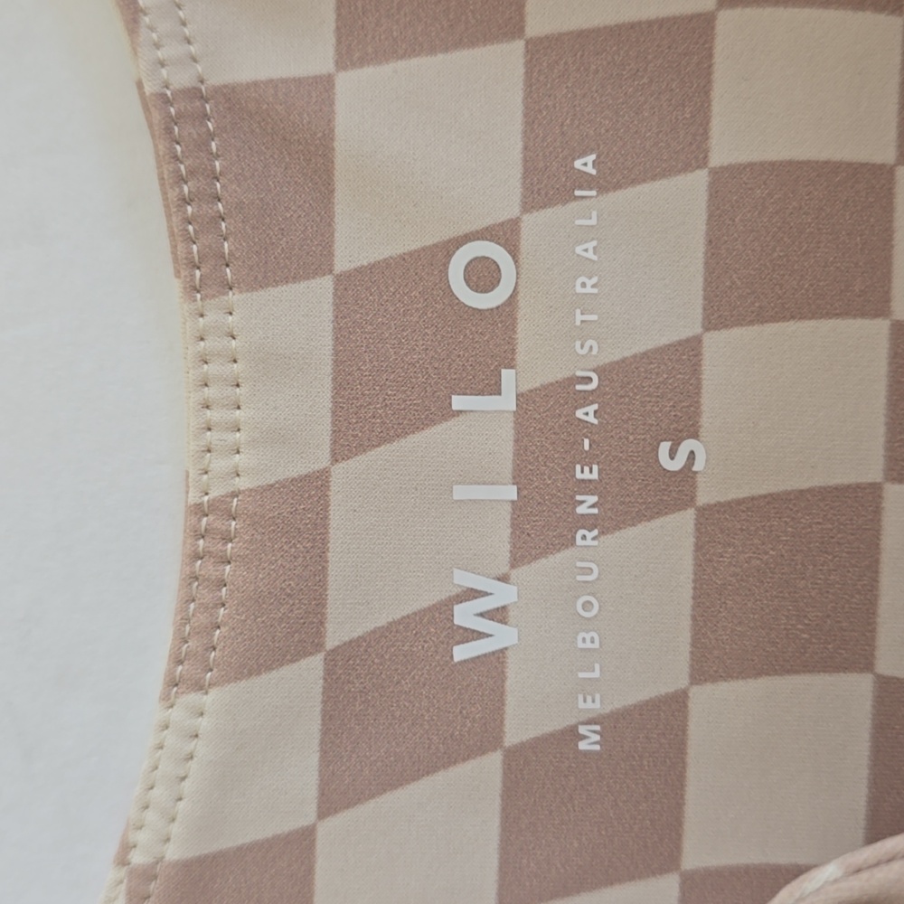 Wilo The Label Sports Bra Wave Check Print Beige Tan Size Small - Picture 13 of 17